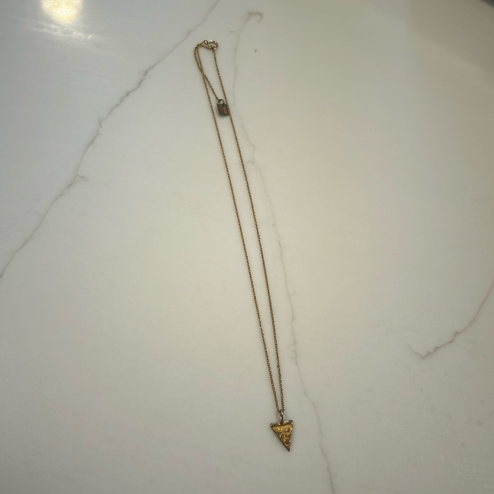 B.u. Pizza Necklace. Sterling silver with 14kt gold overlay. Adjustable 16-18”